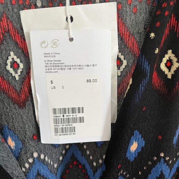 & Other Stories Ikat Printed Button Down Blouse 0 New with minor defect - Picture 4 of 9